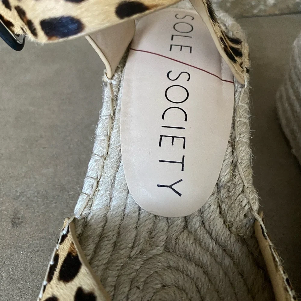 Sole Society Platform Sandals Size 7.5 Espadrille Audrina Leopard Print Fun Sexy